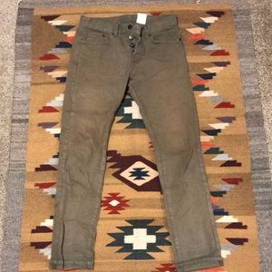 H&M slim low-waist olive green jeans